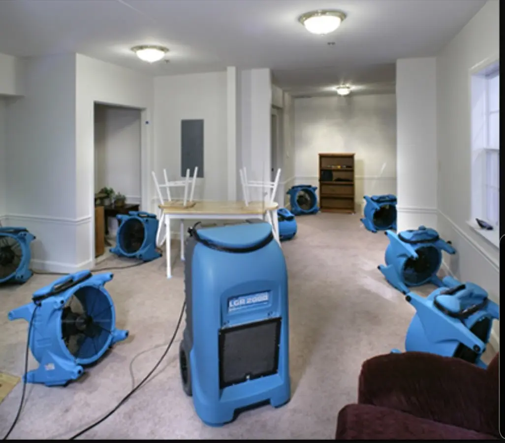 Air movers and dehumidifier setup for Water Extraction & Removal in Flower Hill