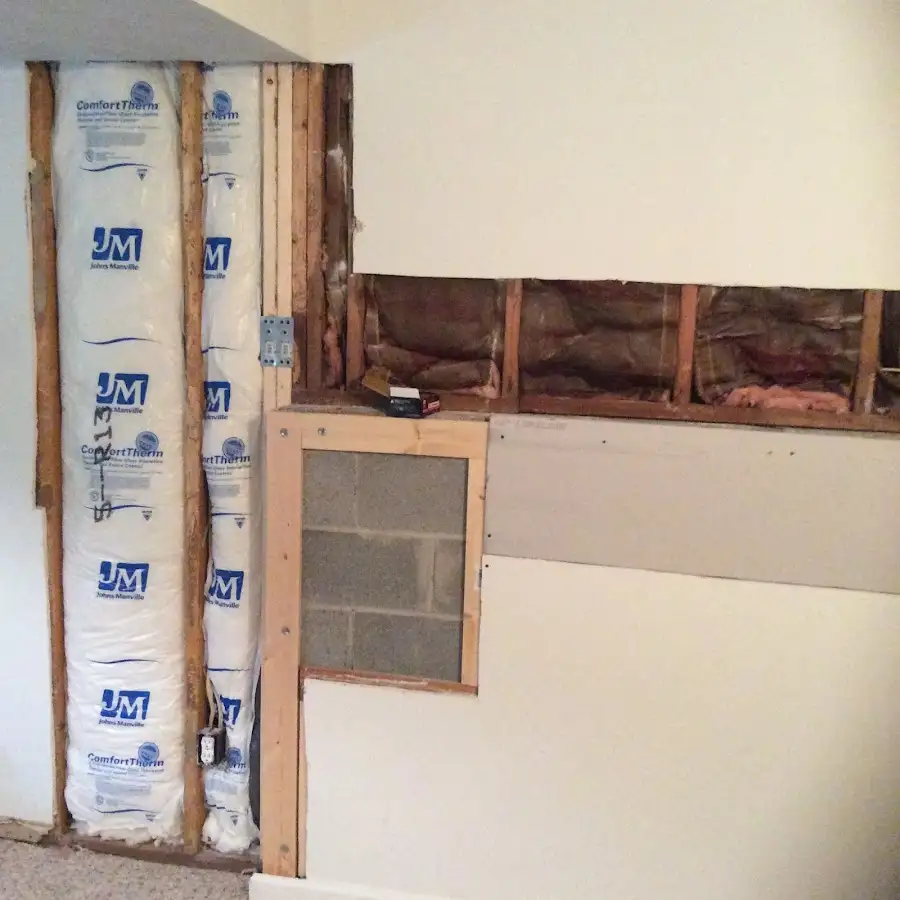 Wall insulation replacement during Basement Flood Cleanup in Flower Hill